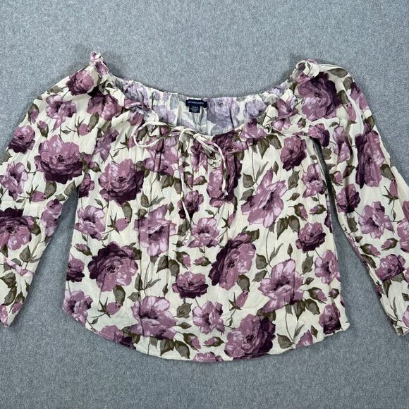 American Eagle Outfitters Off SHoulder Floral Peasant Blouse Women's Small Boho - Picture 1 of 8